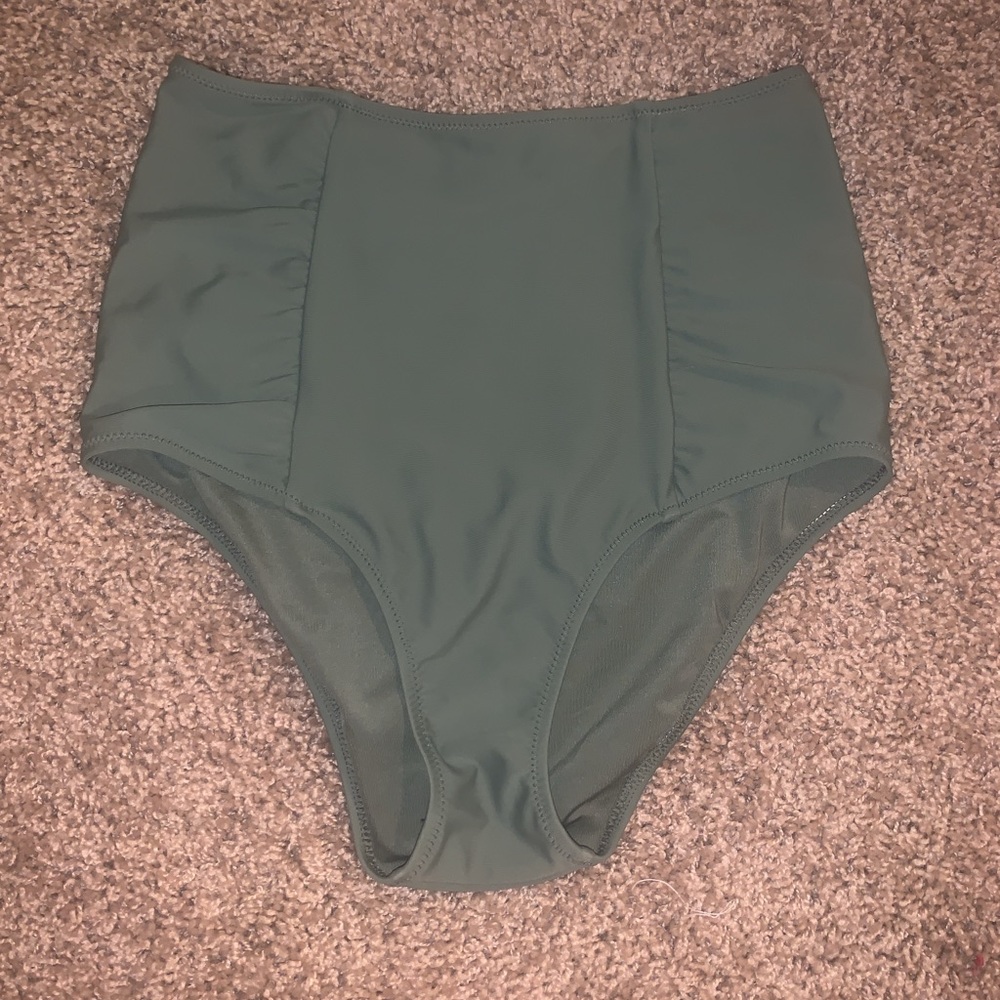 army green bikini bottoms.